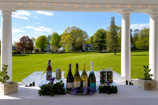 Outdoor bar service setup for a catered event in Massachusetts